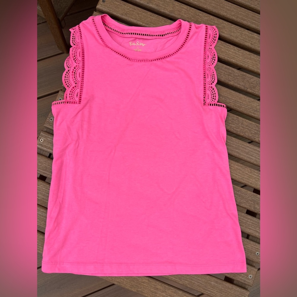 Lilly Pulitzer Agee Eyelet Cap Sleeve Crew M